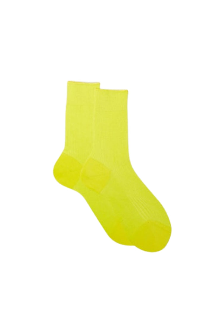Maria La Rosa Laminated Socks in Yellow Fluo