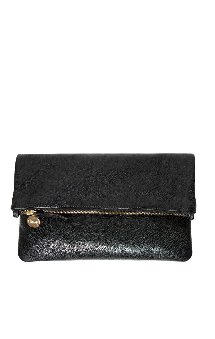 Foldover Clutch w/ Tabs in Petit Caviar