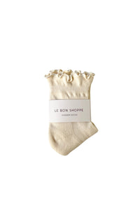 Ruffle Hugger Crew Socks in Vanilla
