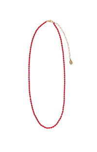 Enamel Barrel Chain Necklace in Poppy