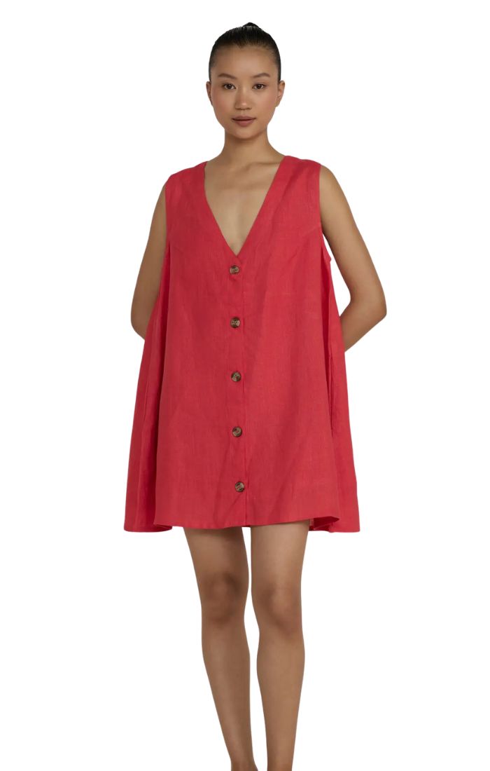 V Neck Mini Dress in Poppy