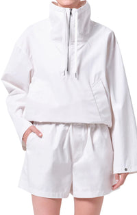 Lydia Nylon Popover Anorak in Chalk White