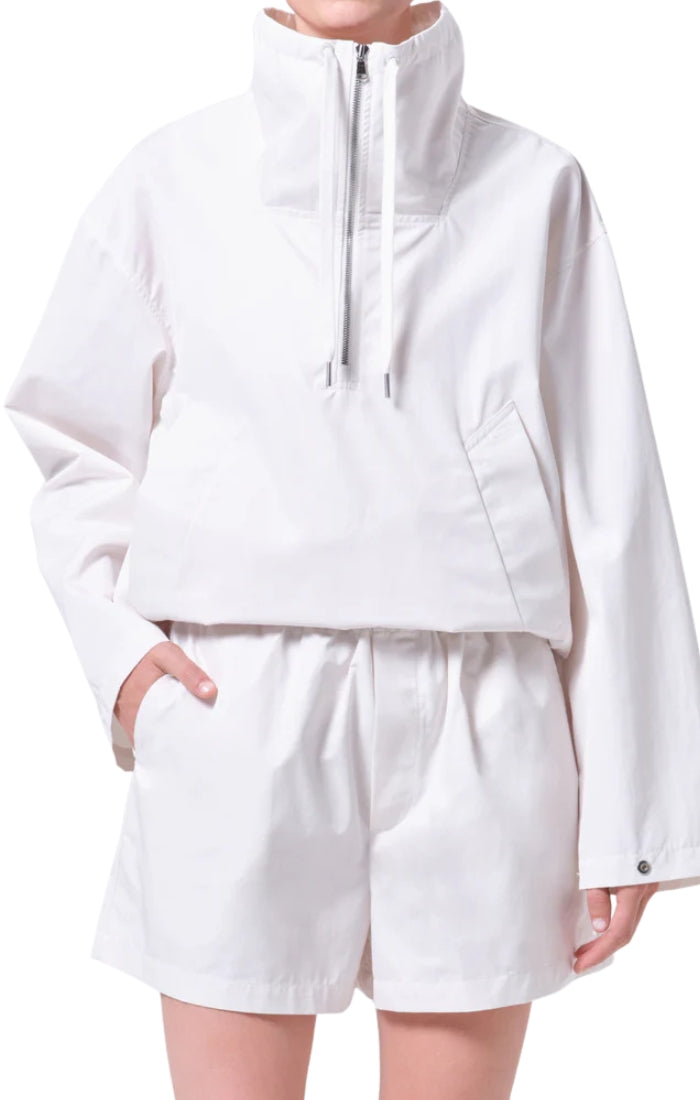 Lydia Nylon Popover Anorak in Chalk White