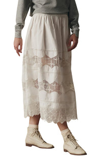 The Rosette Crochet Canary Skirt in Cream