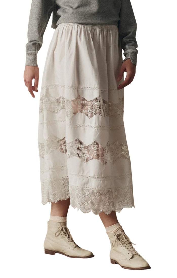 The Rosette Crochet Canary Skirt in Cream