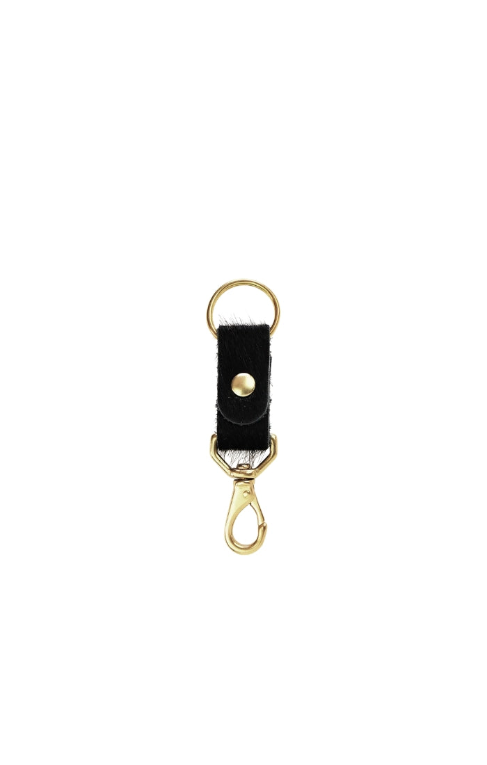 Black Cowhide Keychain