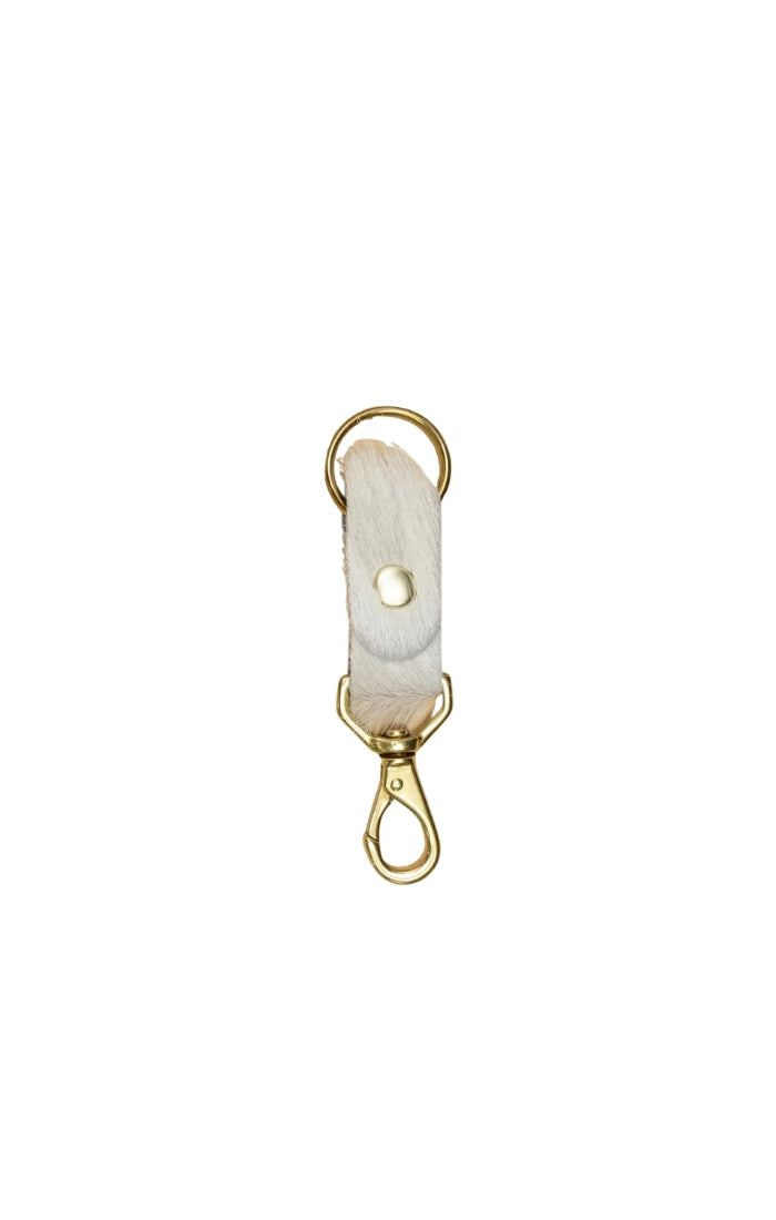 White Cowhide Keychain