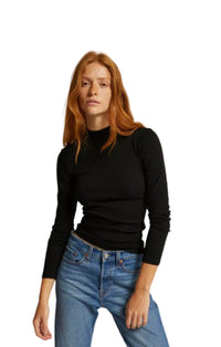 Lauryn Mock Neck Long Sleeve in True Black