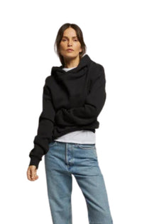 Heart Fleece Hoodie in True Black