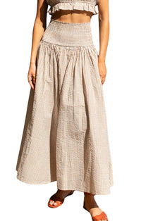 Smocked Maxi Skirt in Cafe Check