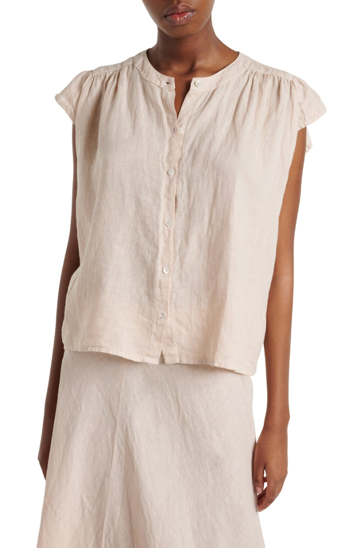 Janey Linen Top in Chalk