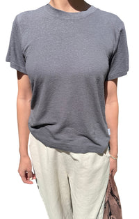 Bo Linen Blend Tee in Charcoal