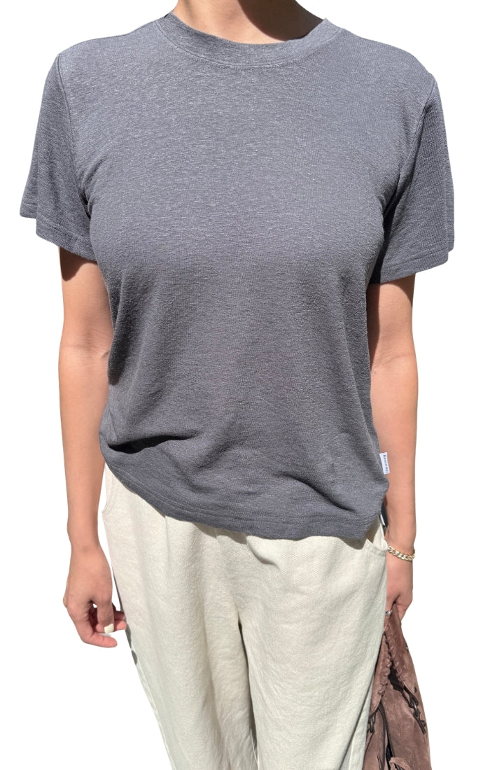 Bo Linen Blend Tee in Charcoal