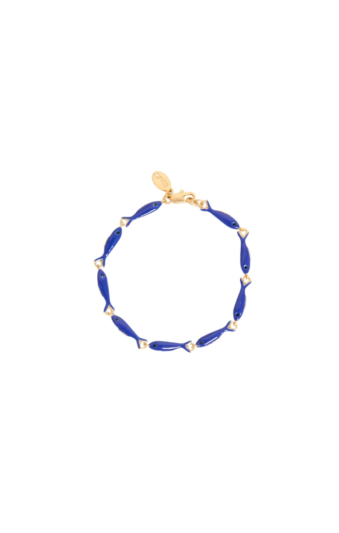 Enamel Sardine Bracelet in Cobalt