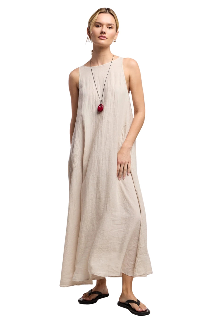 Reta Linen Dress in Cobble