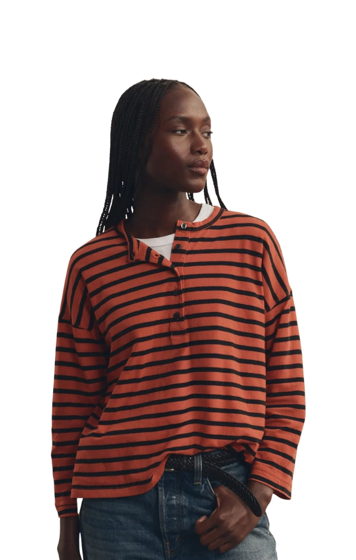 The Shrunken Henley in Naval Stripe
