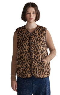 Wool Blend Reversible Vest in Brown