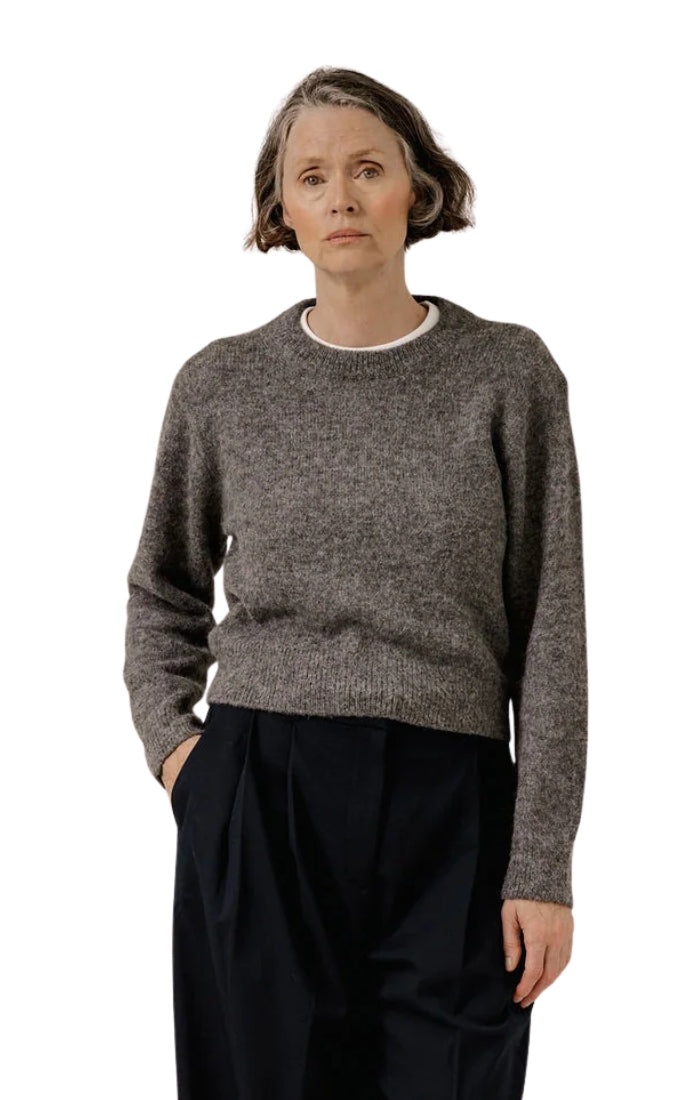 Baby Alpaca Crewneck in Charcoal