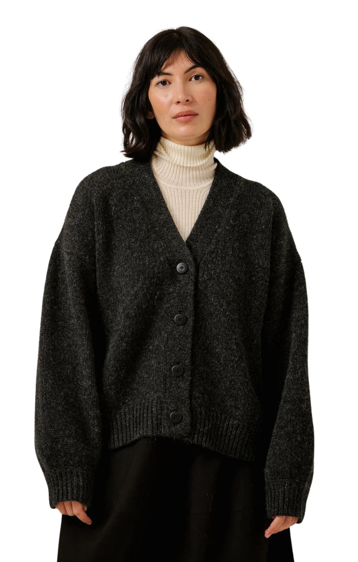 Oversized Alpaca Cardigan in Basalt