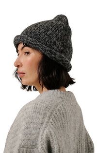 Baby Alpaca Roll Hat in Charcoal