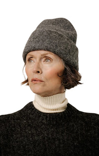 Baby Alpaca Andes Beanie in Charcoal