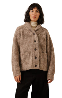 Oversized Shawl Cardigan in Dark Fawn