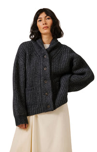 Oversized Shawl Cardigan in Dark Navy