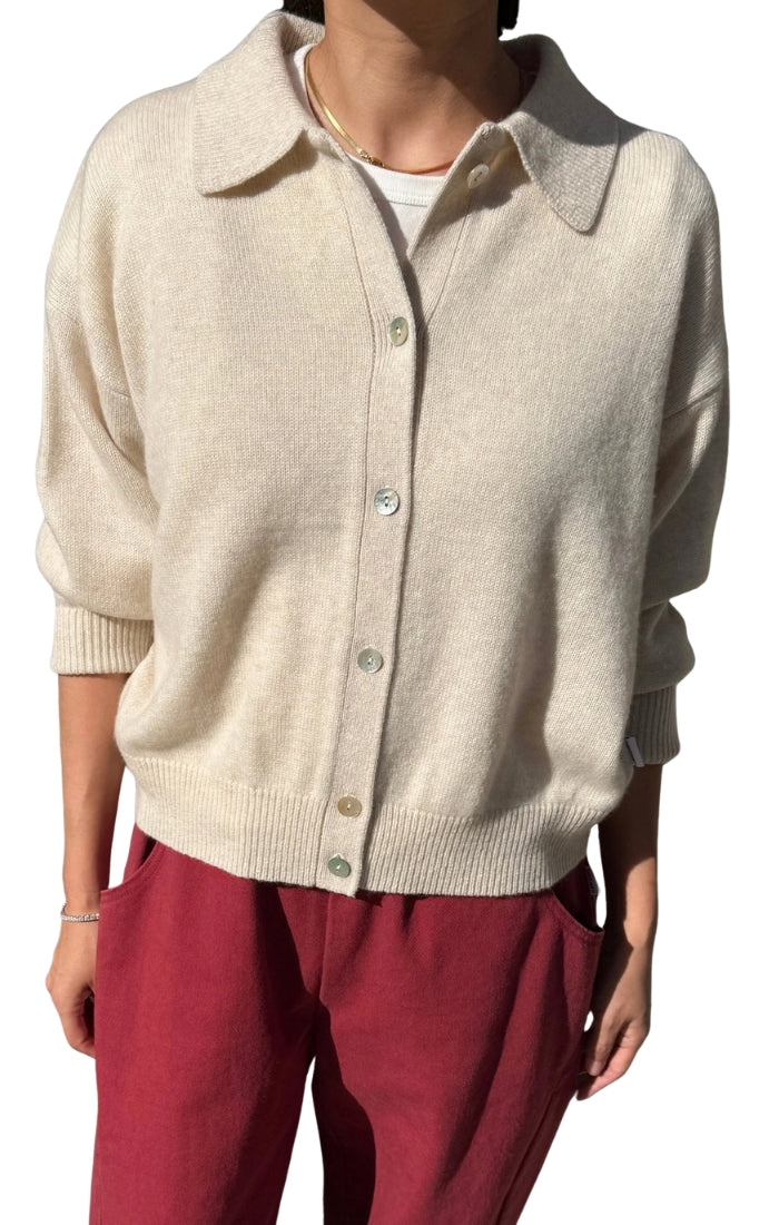 Lou Cashmere Cardigan in Oatmeal