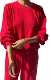 Pointelle Sweatshirt in Red Apple