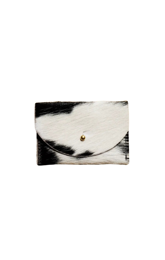 Black + White Cowhide Cardholder