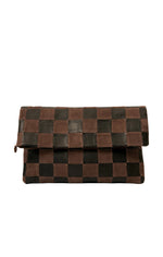 Carryall Clutch in Nappa & Suede Oversized Checker