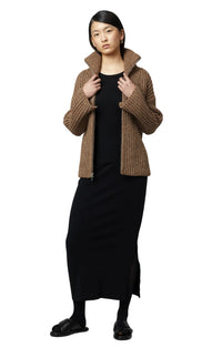 Alpaca Rib Cardigan in Brown