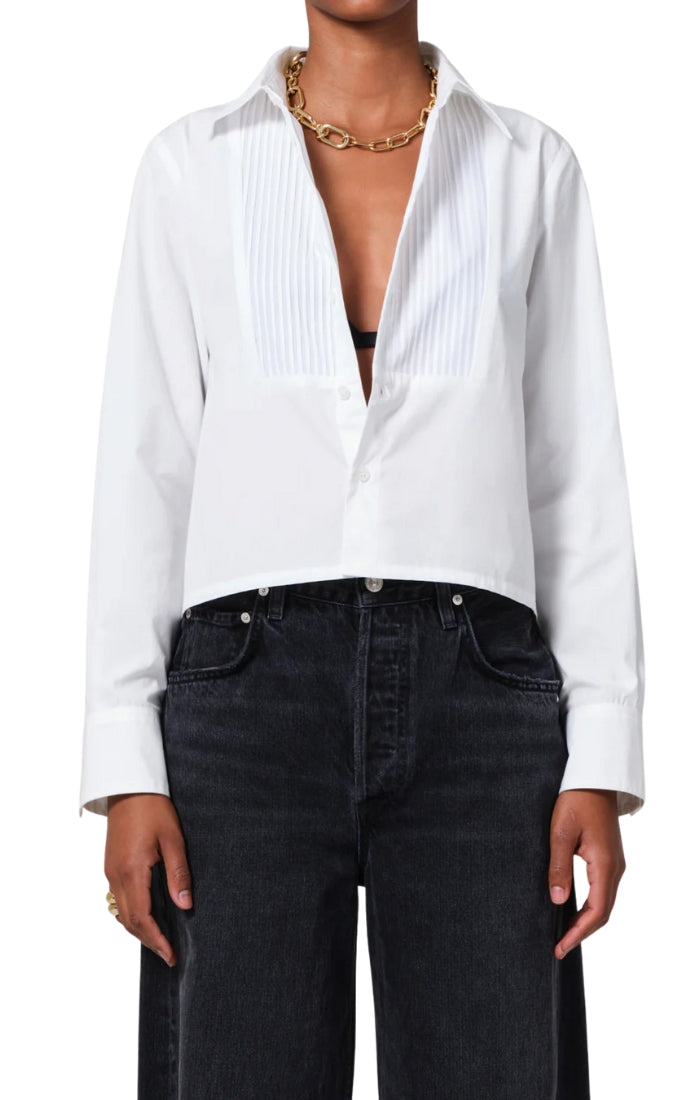 Fino Boxy Cropped Tuxedo in White