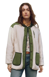 The Plush Tundra Jacket in Cream & Army