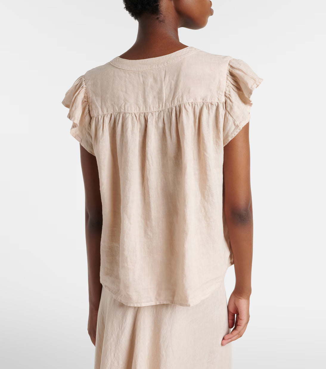 Janey Linen Top in Chalk
