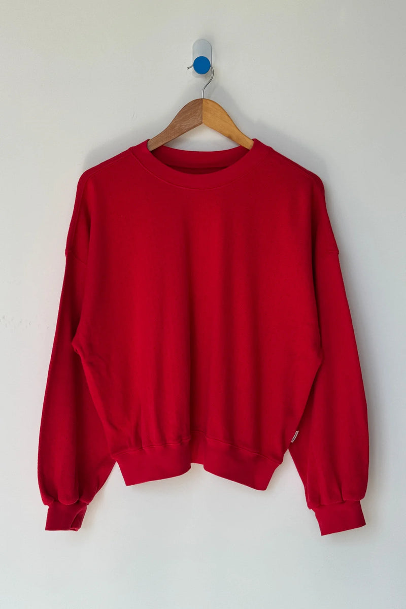 Pointelle Sweatshirt in Red Apple