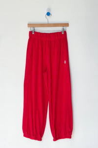 Pointelle Balloon Pants in Red Apple