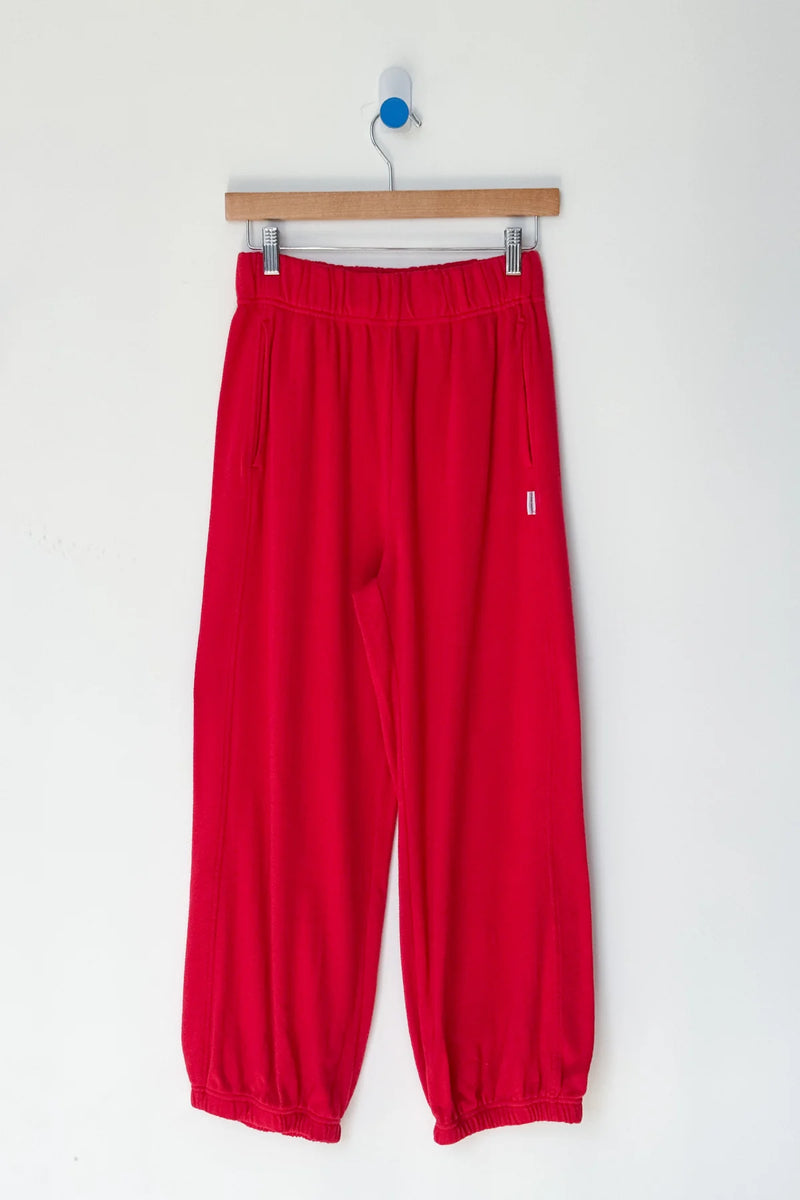 Pointelle Balloon Pants in Red Apple