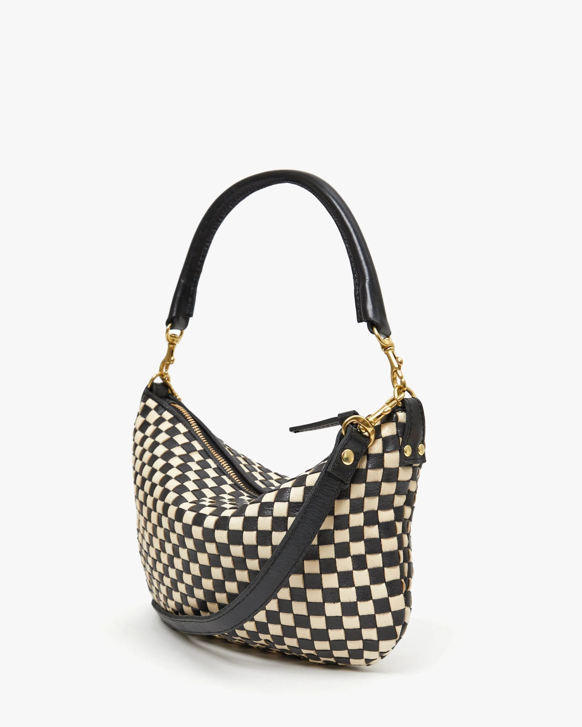 Petit Moyen in Black & White Woven Checker