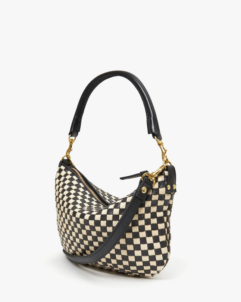 Petit Moyen in Black & White Woven Checker