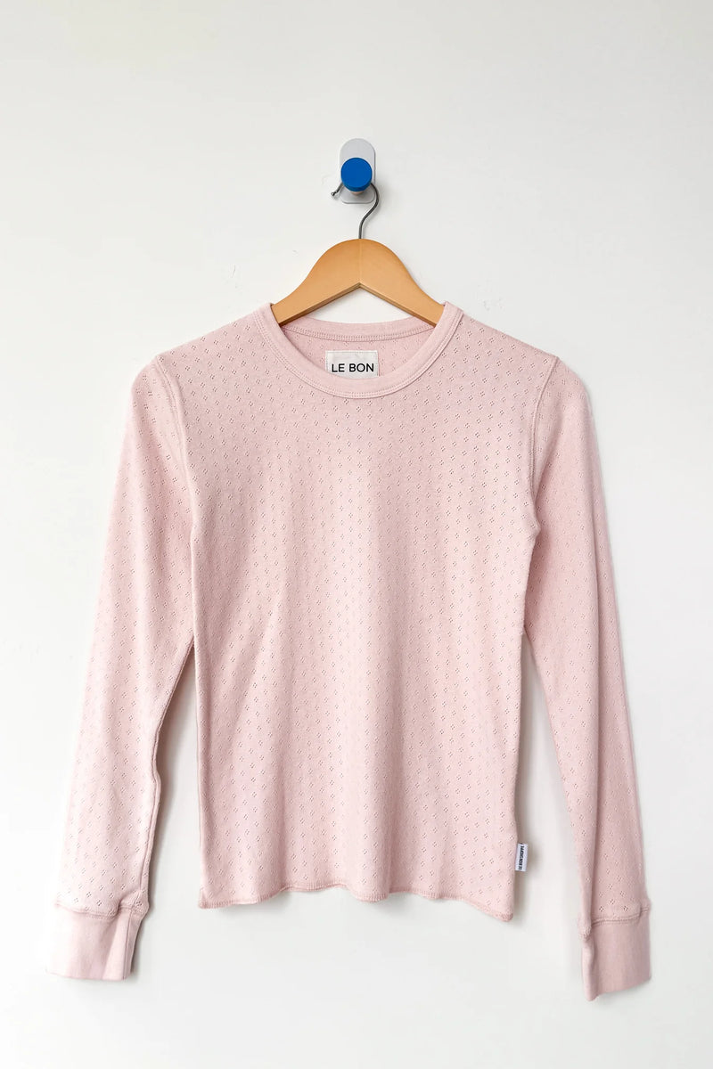 Pointelle Tee in Baby Pink