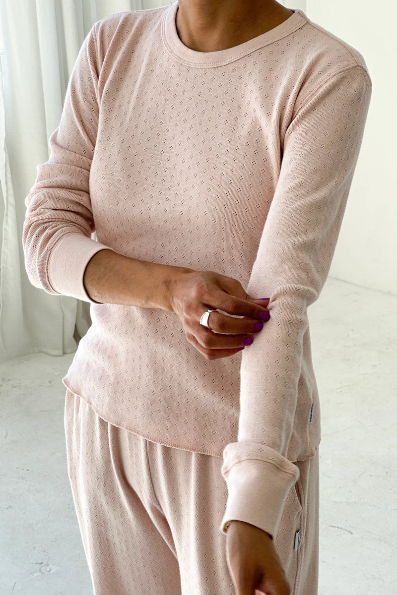 Pointelle Tee in Baby Pink