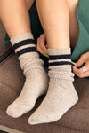 Snow Varsity Socks in Beige Black