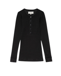 The Baby Rib Henley in Almost Black