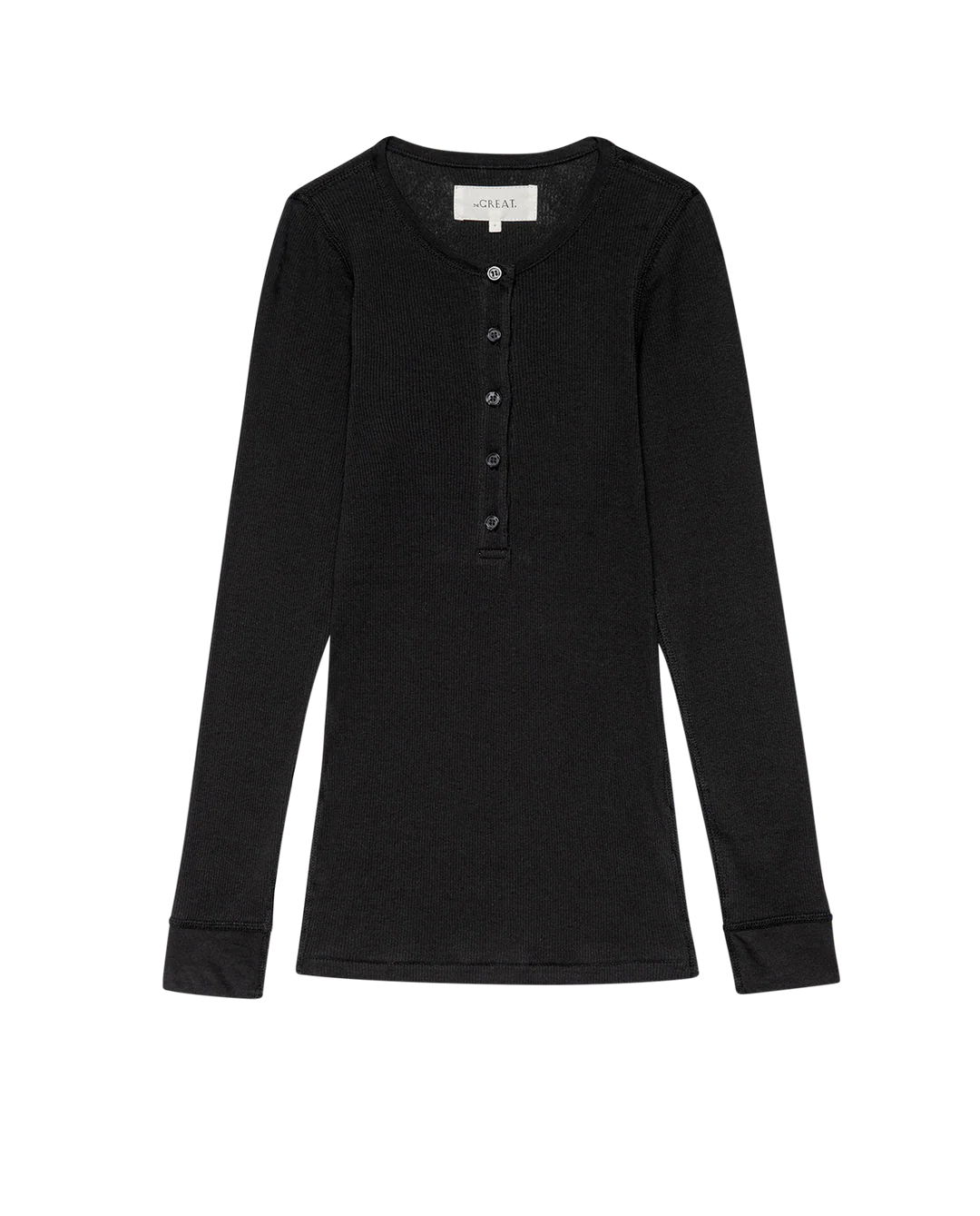 The Baby Rib Henley in Almost Black