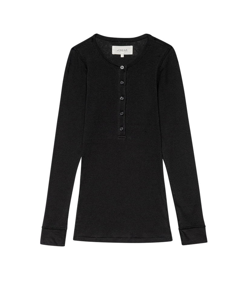 The Baby Rib Henley in Almost Black