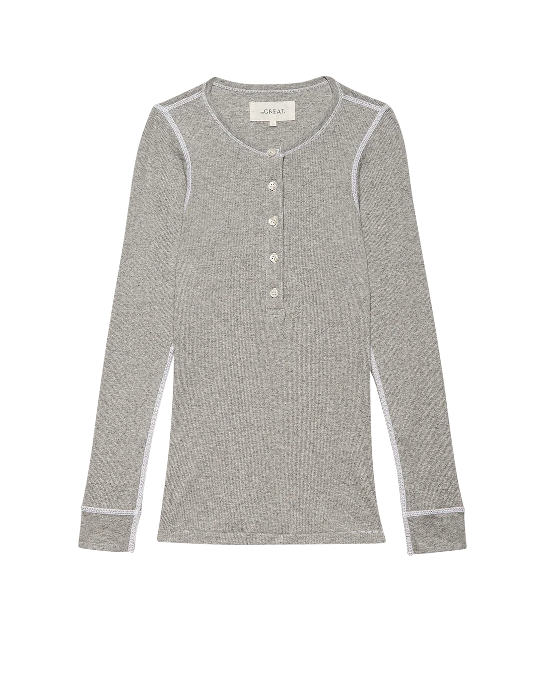 The Baby Rib Henley in Heather Grey