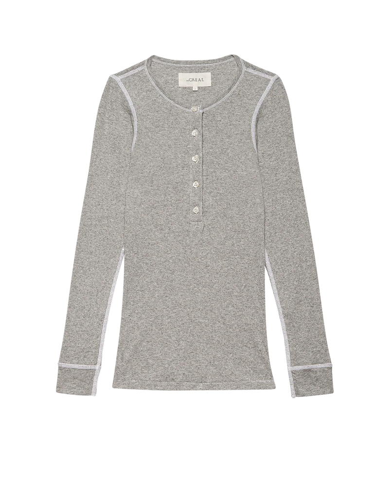The Baby Rib Henley in Heather Grey