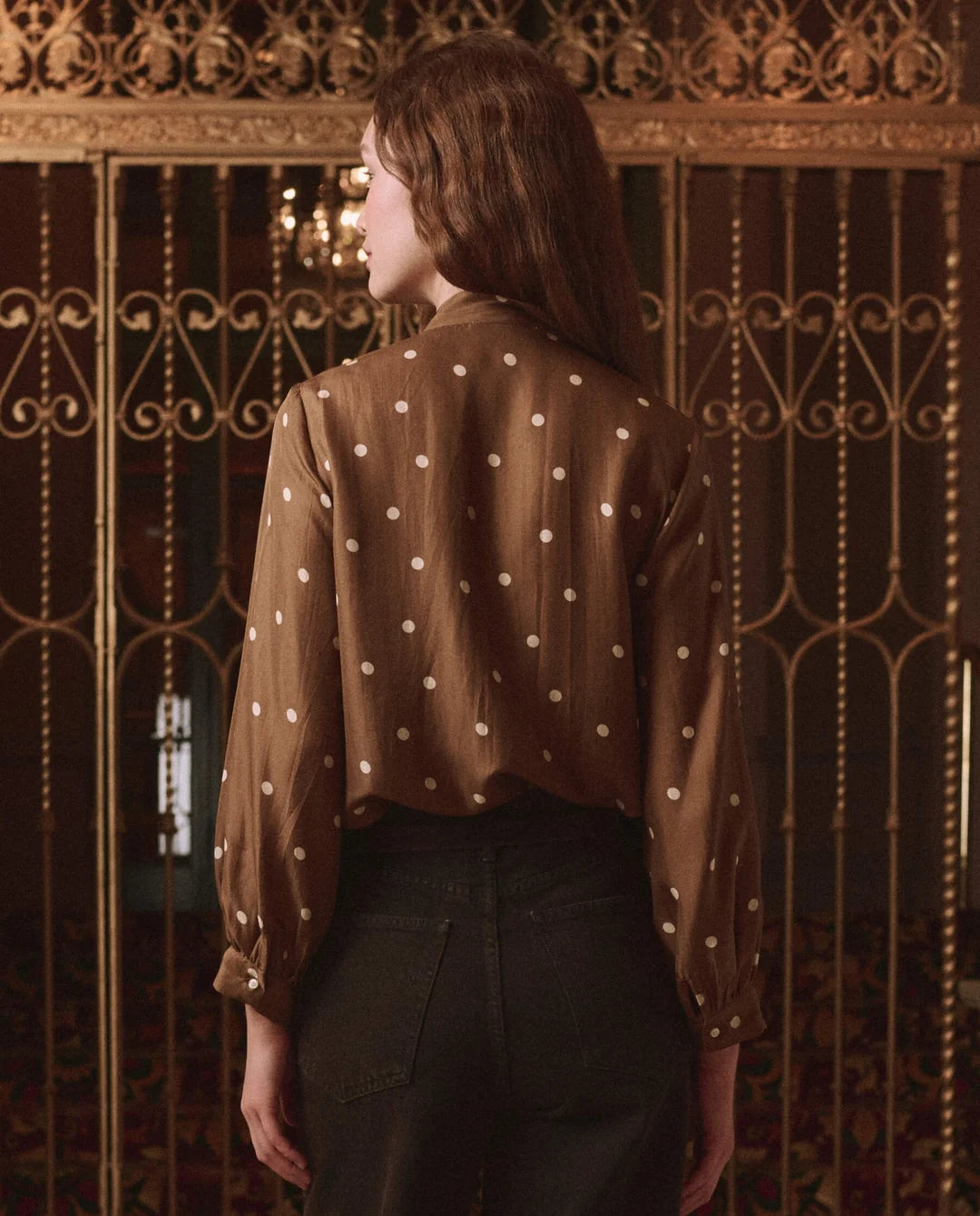 The Zenith Top in Copper Bubble Dot