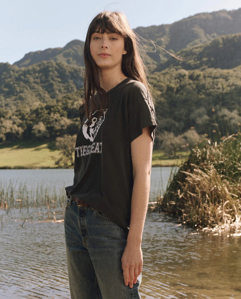 The Boxy Crew in Washed Black w/ Bear Graphic